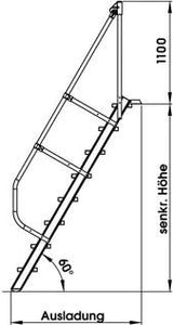 Alu-Treppe 60° 4 Stufen B 600 mm lichte Höhe 970 mm Ausladung 811 mm