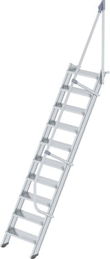 Alu-Treppe 60 Grad 10 Stufen B 600 mm lichte Höhe 2420 mm Ausladung 1626 mm