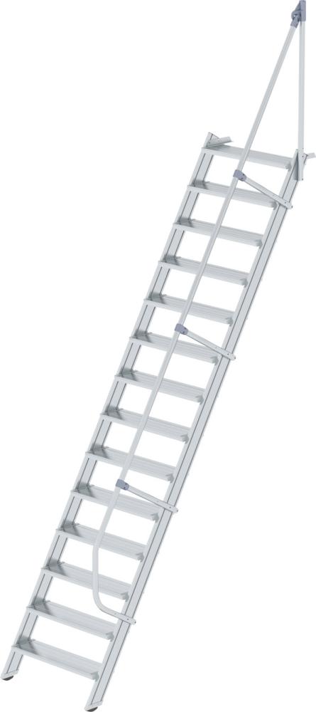 Alu-Treppe 60 Grad 14 Stufen B 800 mm lichte Höhe 3400 mm Ausladung 2161 mm