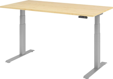 Schreibtisch höhenvers. 1600x800x640-1290 mm Gestell silber, Platte Ahorn