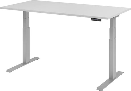 Schreibtisch höhenvers. 1600x800x640-1290 mm Gestell silber, Platte Buche