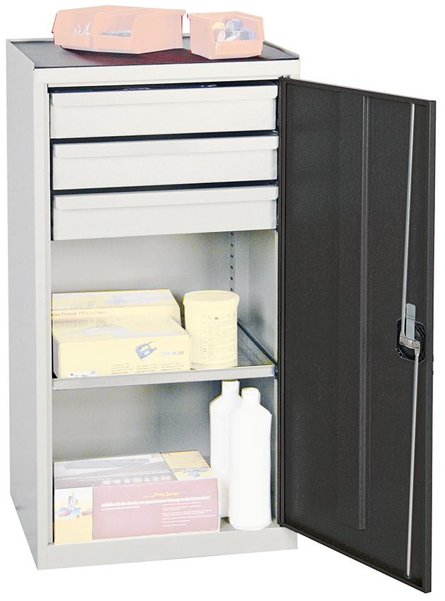 Werkzeugschrank S2000 RAL 7035/7016 3 Schubladen 1 Fachboden