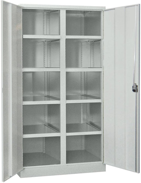 Schwerlastschrank m.TürenB1040xT630xH1950 mm 8 Böden RAL 7035 Mittelwand