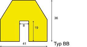 Kantenschutz Typ BB, L 5000 mm gelb/schwarz zum Aufstecken