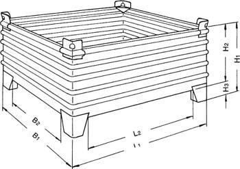 Stapelbehälter RAL 5010 B1000xT800xH600 mm Nutzlast 2t Auflast 8t verstärkte Füße