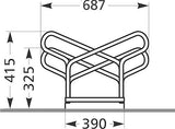 Fahrrad-Bügelparker zweiseitig, verzinkt L 1050 mm, 6 Plätze