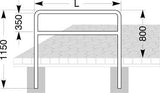 Fahrrad-Anlehnbügel Edelstahl, L 1000 mm zum Aufdübeln mit Querholm