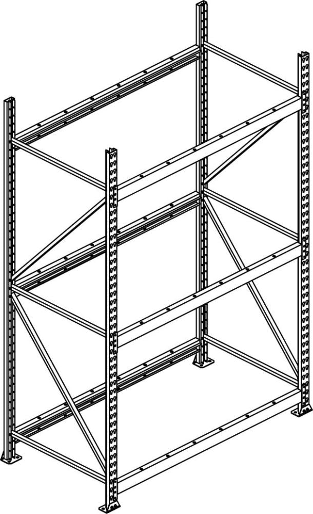 Weitspannregal Mini-Rack B1400xT650xH3000 mm Grundfeld 5 Spanplatten Fachlast 600 kg