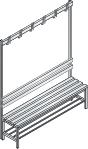 Garderobenbank einseitig B1500xT403xH1710 mm RAL 7021/Hartholz mit Schuhrost, 4 Füße