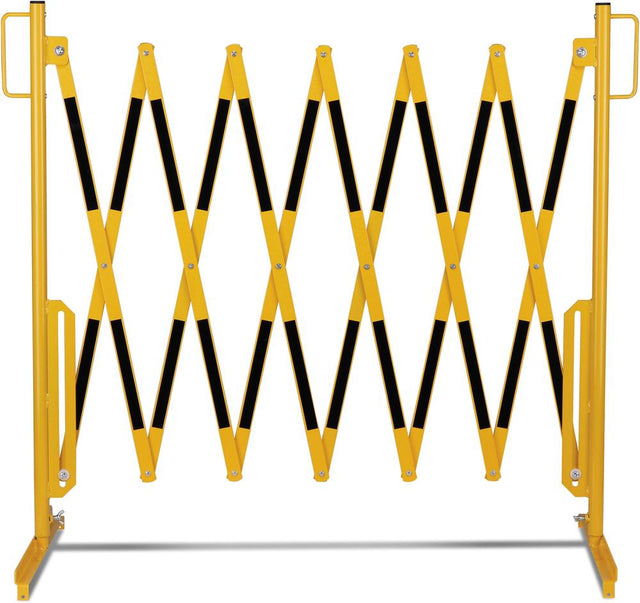 Scherengitter H 1050mm, L bis 3600mm gelb/schwarz stationär mit Standfuß